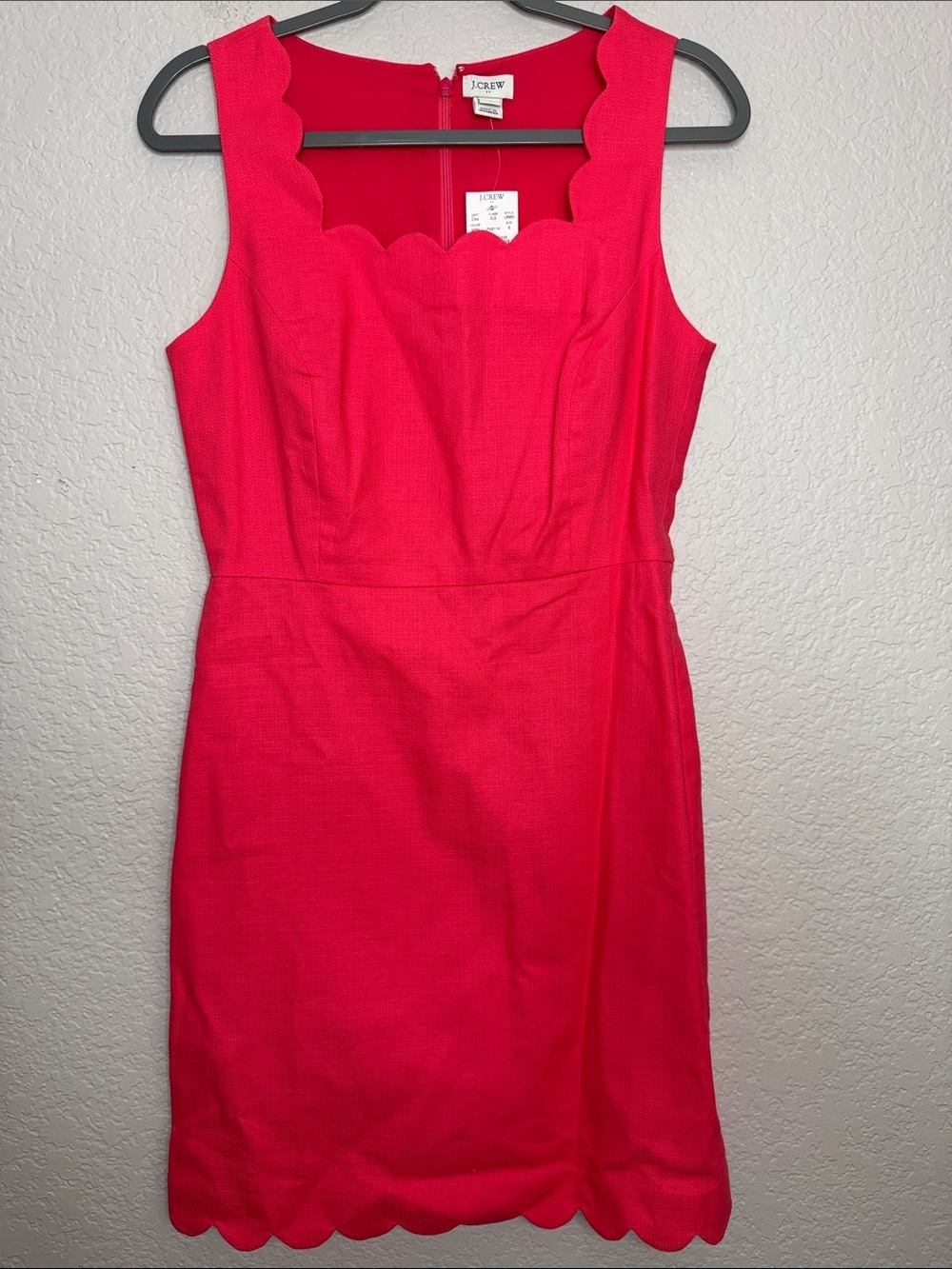 NWT J. Crew Scallop Hot Pink Mini Dress Size 6 Barbie Scalloped Hem - Picture 3 of 8